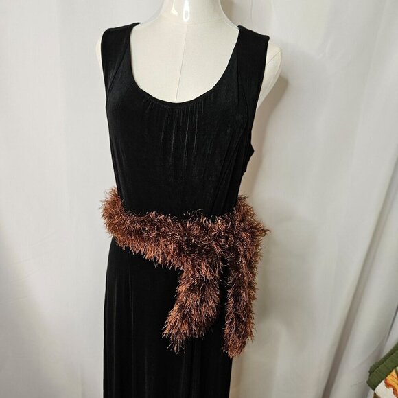 Brown Plush Glitter Eyelash Hand-Knit Scarf Boa Narrow Lightweight - Picture 7 of 9